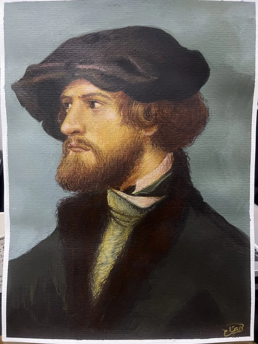 Elías de 15 años — Temple · Retrato de Bonifacius Amerbach, de Hans Holbein el Joven