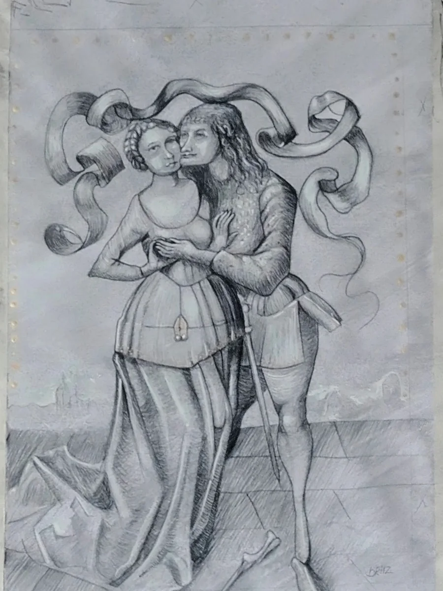 Abraham — Tinta sobre papel · El Beso, del maestro gótico E.S.
