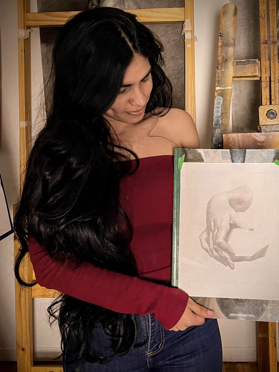 Marcela con su estudio de mano, lámina 16 de bargue